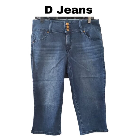 D Jeans Stretch Capri Jeans - Size 12, 3-Button Closure, Comfy & Stylish - Picture 8 of 9